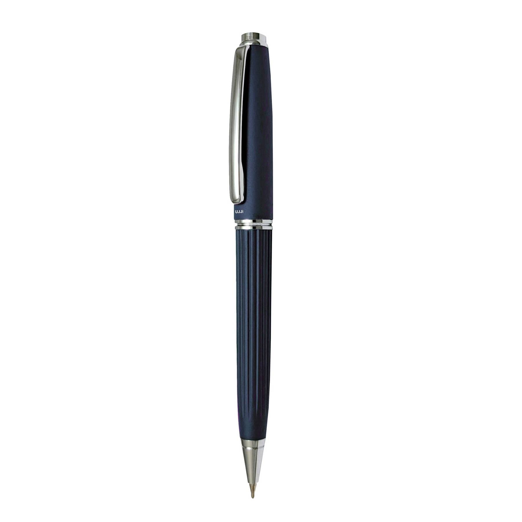 UJJi Lining Pattern Design Blue Colour with Chrome Plated Clip Ball Pen UJJi Lining Pattern Design Blue Colour with Chrome Plated Clip Ball Pen