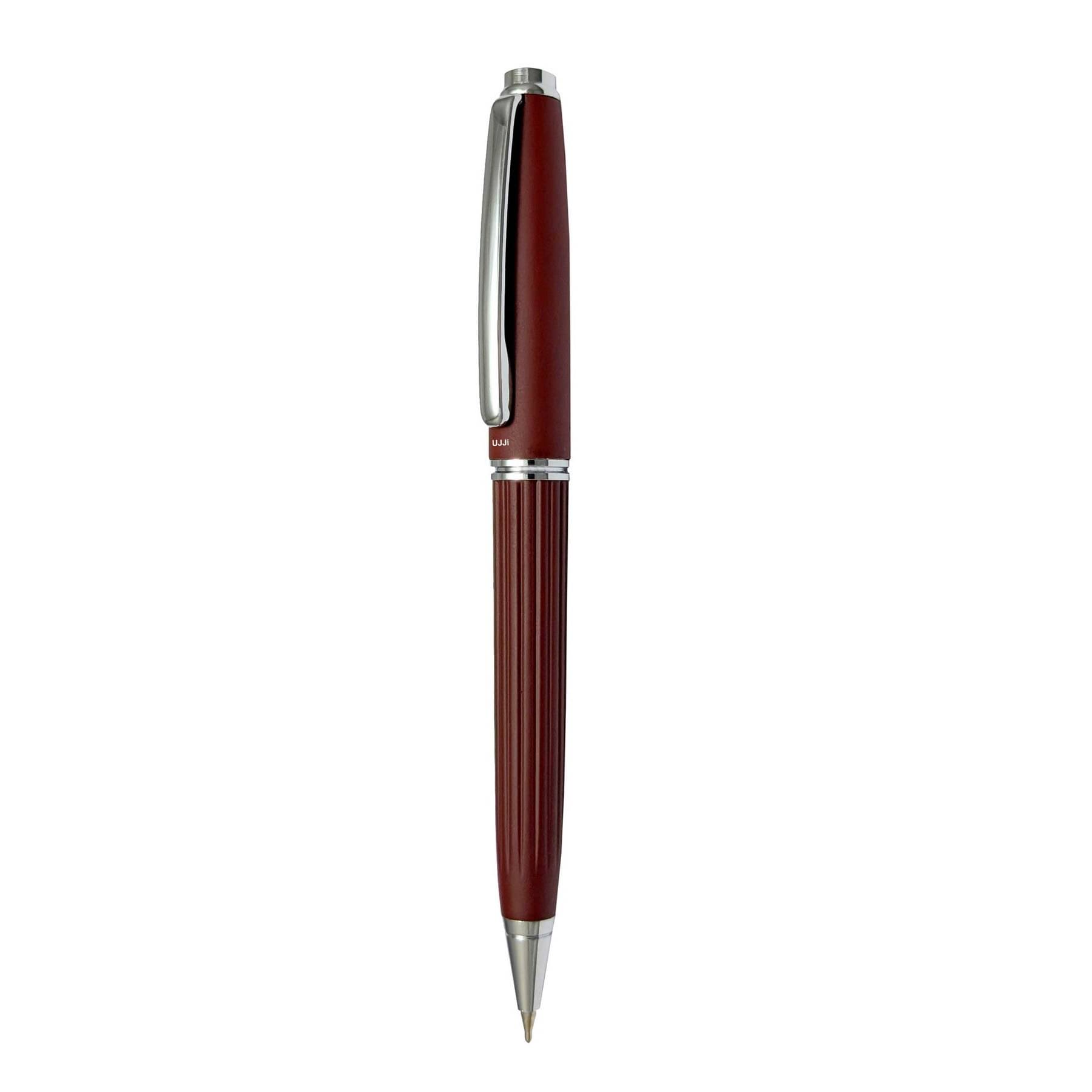 UJJi Lining Pattern Design Coffee Colour with Chrome Plated Clip Ball Pen UJJi Lining Pattern Design Coffee Colour with Chrome Plated Clip Ball Pen