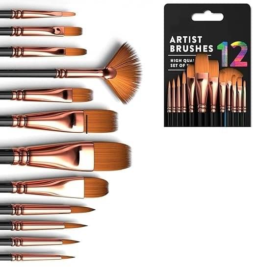 FREEDY Craft Painting Brushes Set of 12 Professional Round Pointed Tip Nylon Hair Artist Acrylic Paint Brush for Acrylic/Watercolor/Oil Painting FREEDY Craft Painting Brushes Set of 12 Professional Round Pointed Tip Nylon Hair Artist Acrylic Paint Brush for Acrylic/Watercolor/Oil Painting