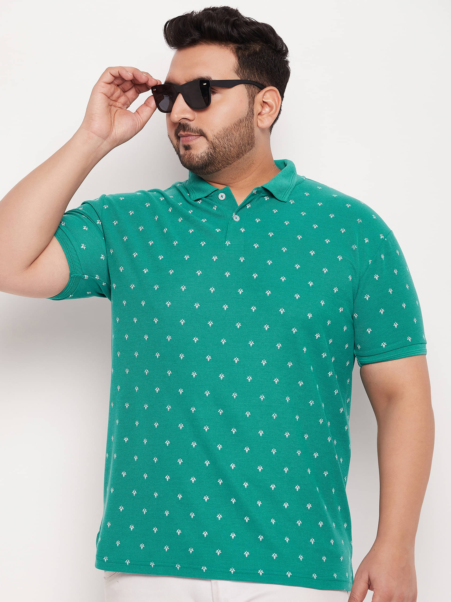     			GET GOLF Pack of 1 Cotton Blend Regular Fit Self Design Half Sleeves Men's Polo T Shirt ( Teal Blue )