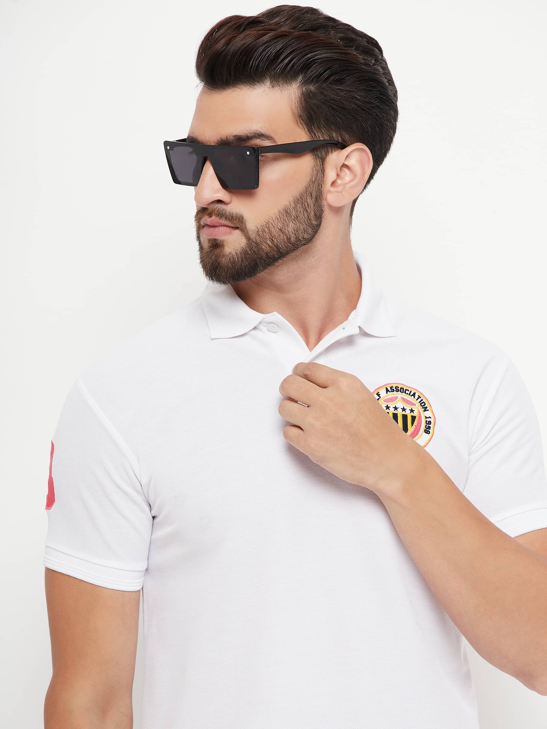     			GET GOLF Pack of 1 Cotton Blend Regular Fit Self Design Half Sleeves Men's Polo T Shirt ( White )