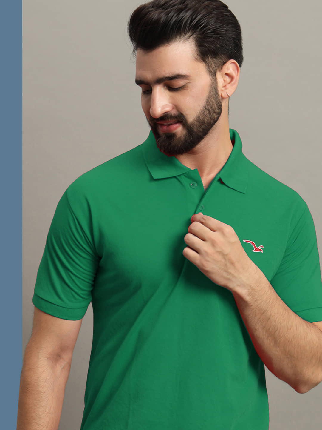 GET GOLF Pack of 1 Cotton Blend Regular Fit Self Design Half Sleeves Men's Polo T Shirt ( Green )
