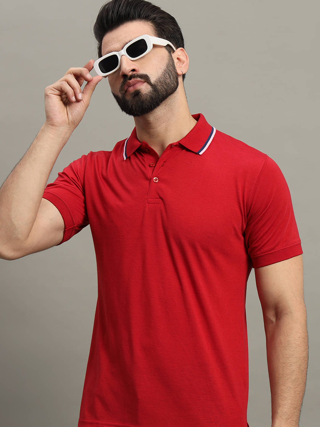 GET GOLF Pack of 1 Cotton Blend Regular Fit Self Design Half Sleeves Men's Polo T Shirt ( Red ) GET GOLF Pack of 1 Cotton Blend Regular Fit Self Design Half Sleeves Men's Polo T Shirt ( Red )