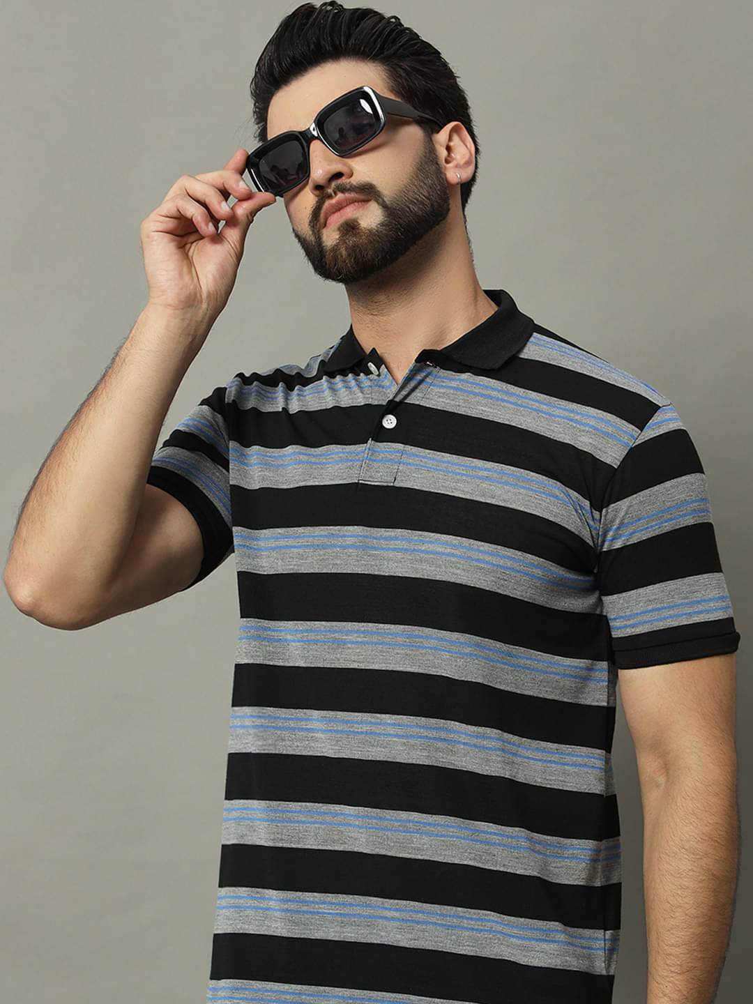     			GET GOLF Pack of 1 Cotton Blend Regular Fit Self Design Half Sleeves Men's Polo T Shirt ( Dark Grey )