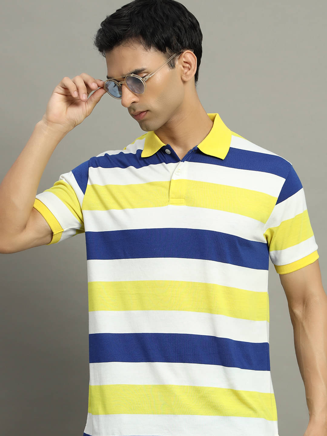    			GET GOLF Pack of 1 Cotton Blend Regular Fit Self Design Half Sleeves Men's Polo T Shirt ( Yellow )