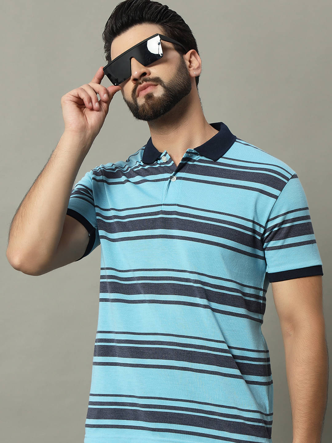     			GET GOLF Pack of 1 Cotton Blend Regular Fit Self Design Half Sleeves Men's Polo T Shirt ( Black )