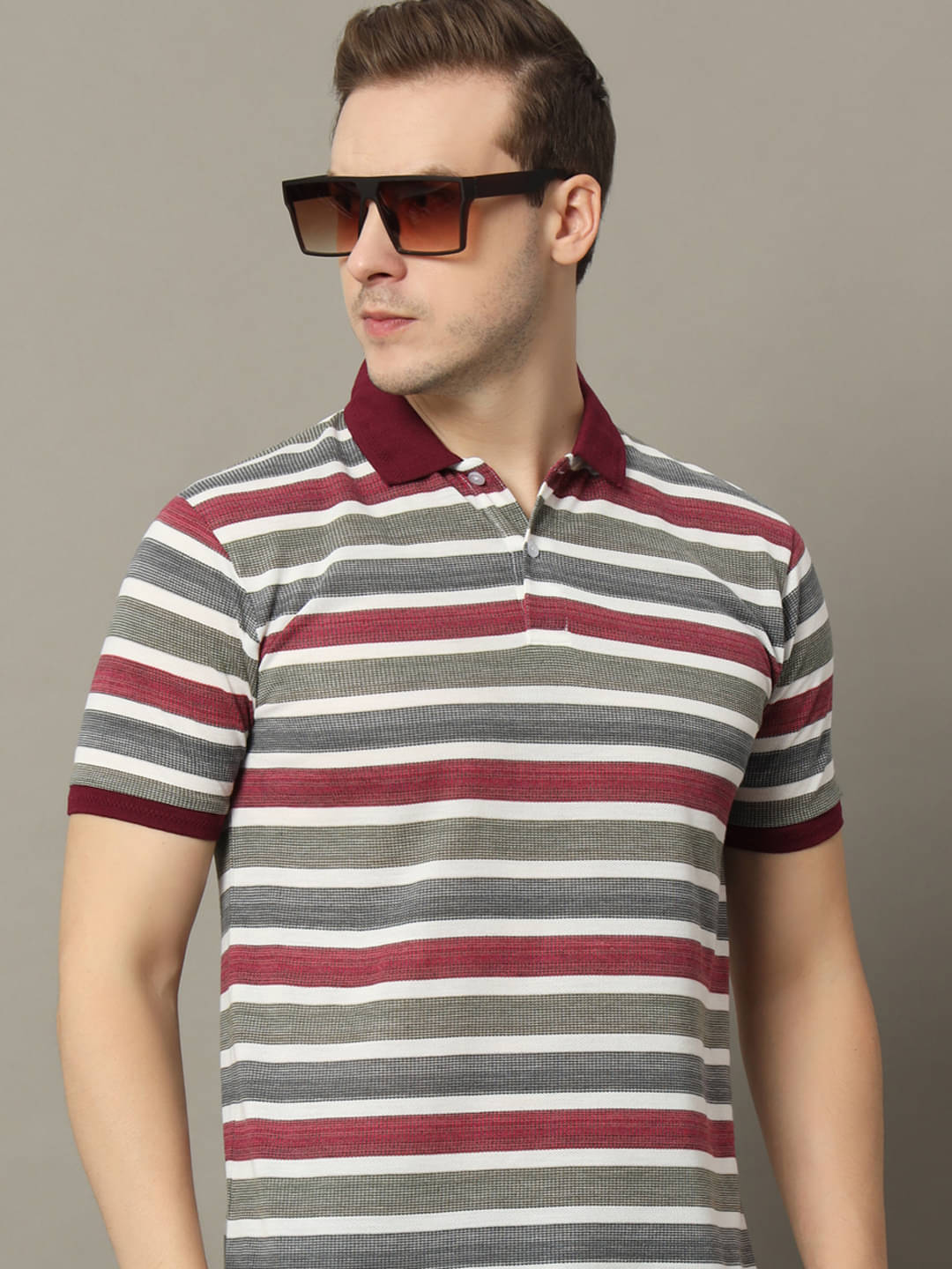    			GET GOLF Pack of 1 Cotton Blend Regular Fit Self Design Half Sleeves Men's Polo T Shirt ( Maroon )