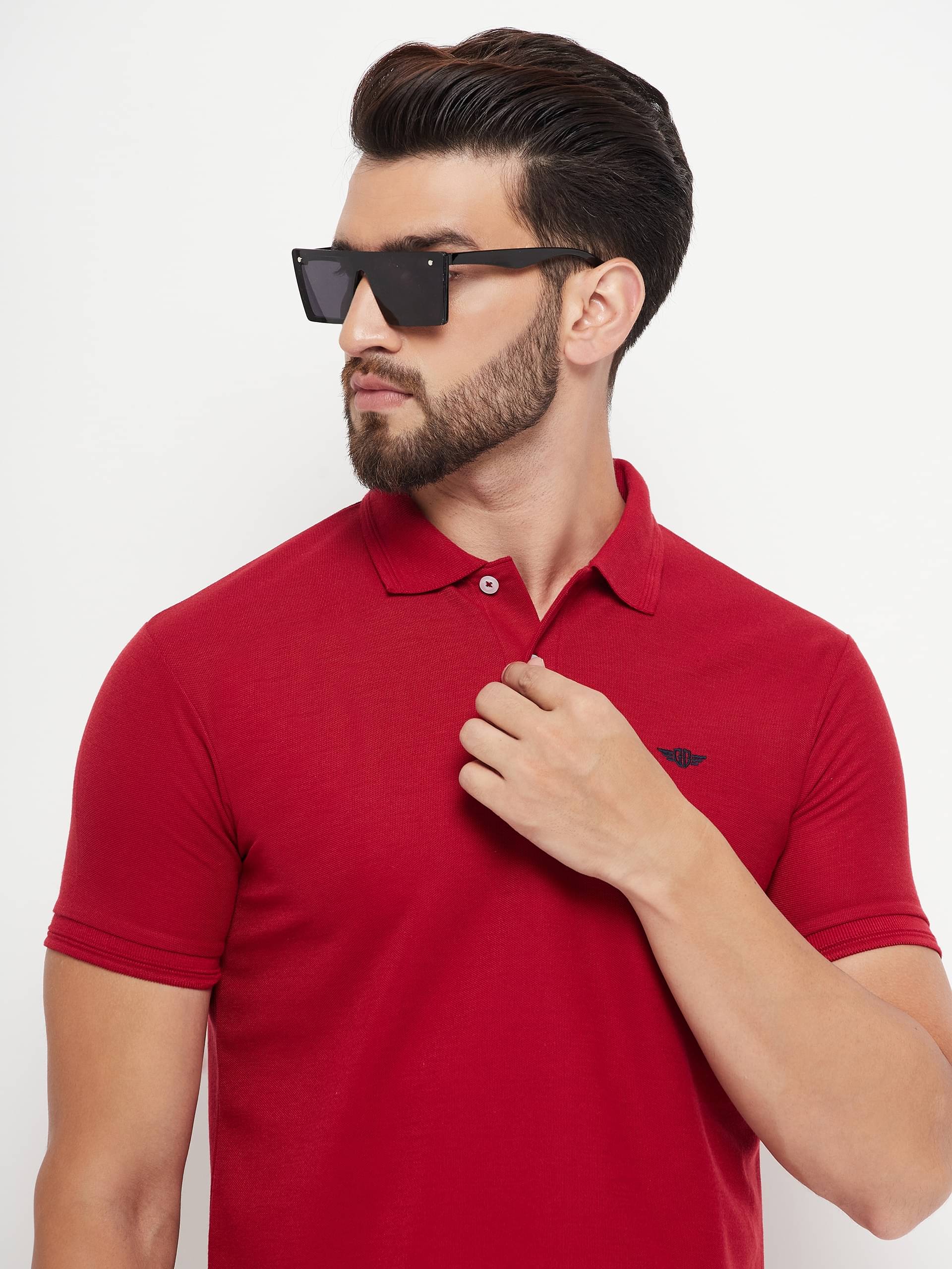 GET GOLF Pack of 1 Cotton Blend Regular Fit Self Design Half Sleeves Men's Polo T Shirt ( Maroon ) GET GOLF Pack of 1 Cotton Blend Regular Fit Self Design Half Sleeves Men's Polo T Shirt ( Maroon )