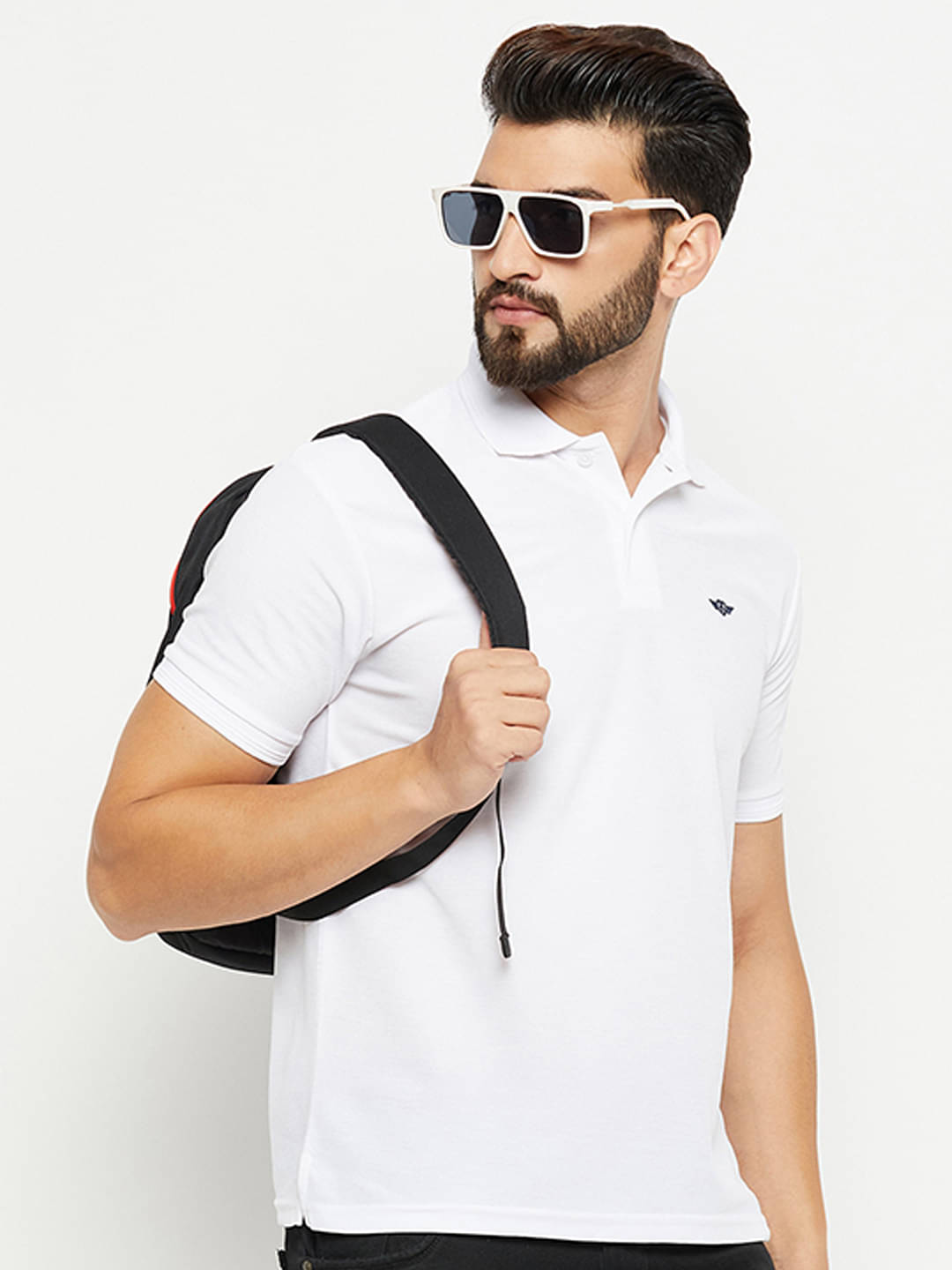 GET GOLF Pack of 1 Cotton Blend Regular Fit Self Design Half Sleeves Men's Polo T Shirt ( White )     			GET GOLF Pack of 1 Cotton Blend Regular Fit Self Design Half Sleeves Men's Polo T Shirt ( White )