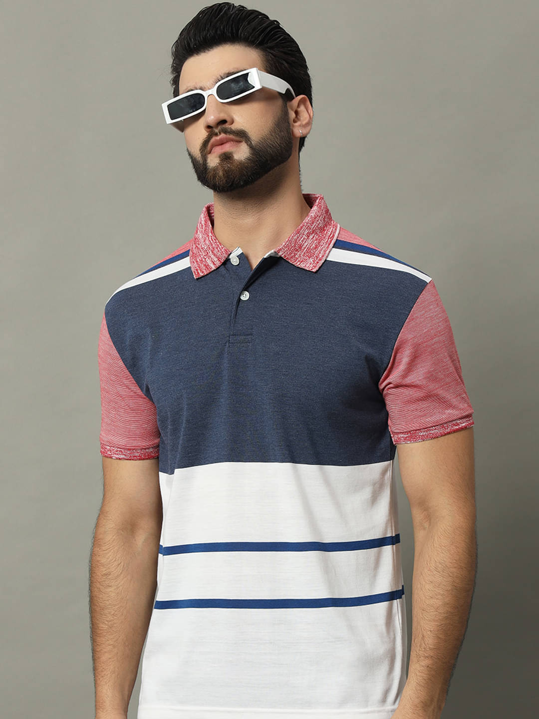 GET GOLF Pack of 1 Cotton Blend Regular Fit Self Design Half Sleeves Men's Polo T Shirt ( Multicolor )     			GET GOLF Pack of 1 Cotton Blend Regular Fit Self Design Half Sleeves Men's Polo T Shirt ( Multicolor )