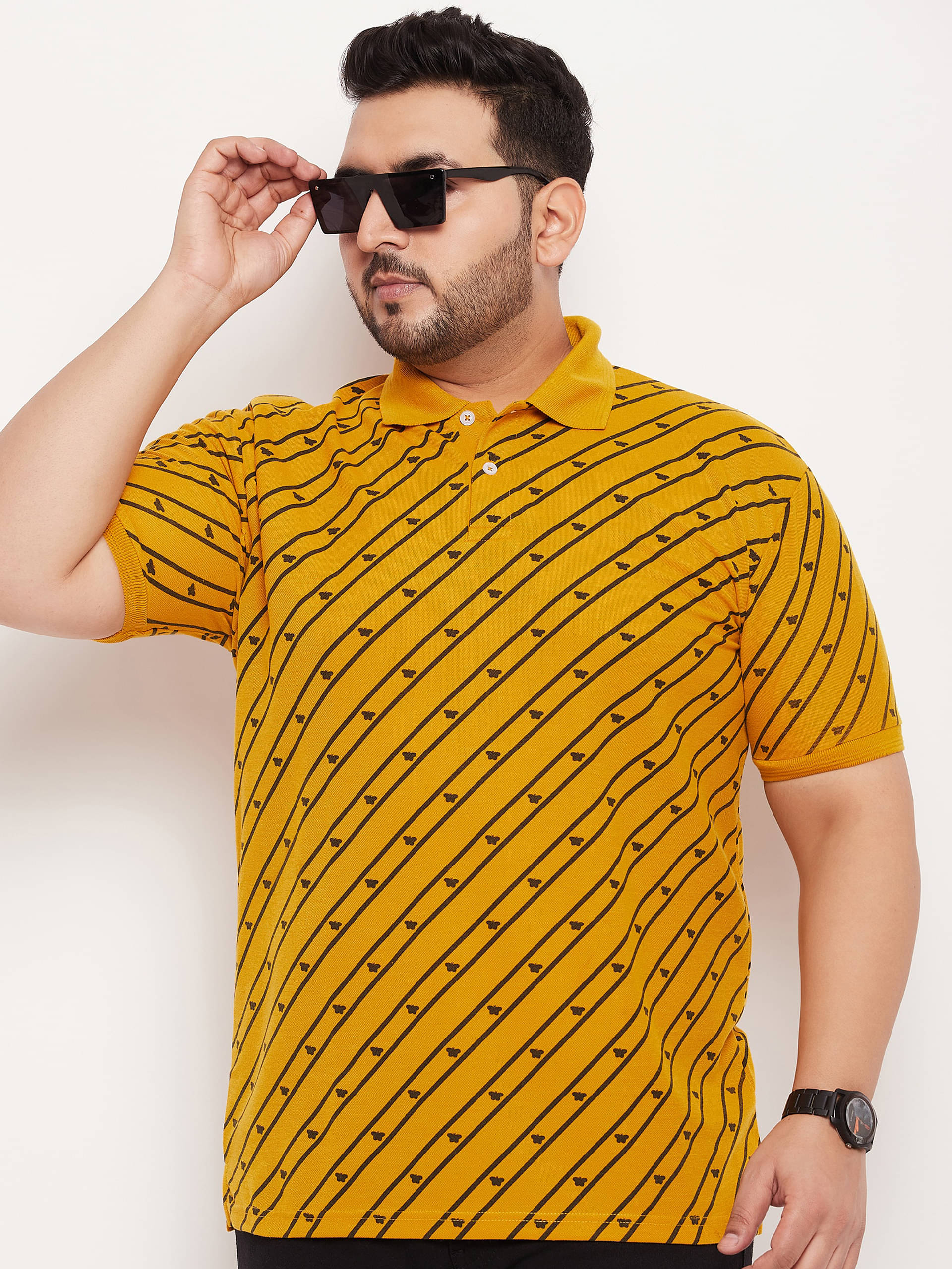     			GET GOLF Pack of 1 Cotton Blend Regular Fit Self Design Half Sleeves Men's Polo T Shirt ( Mustard )