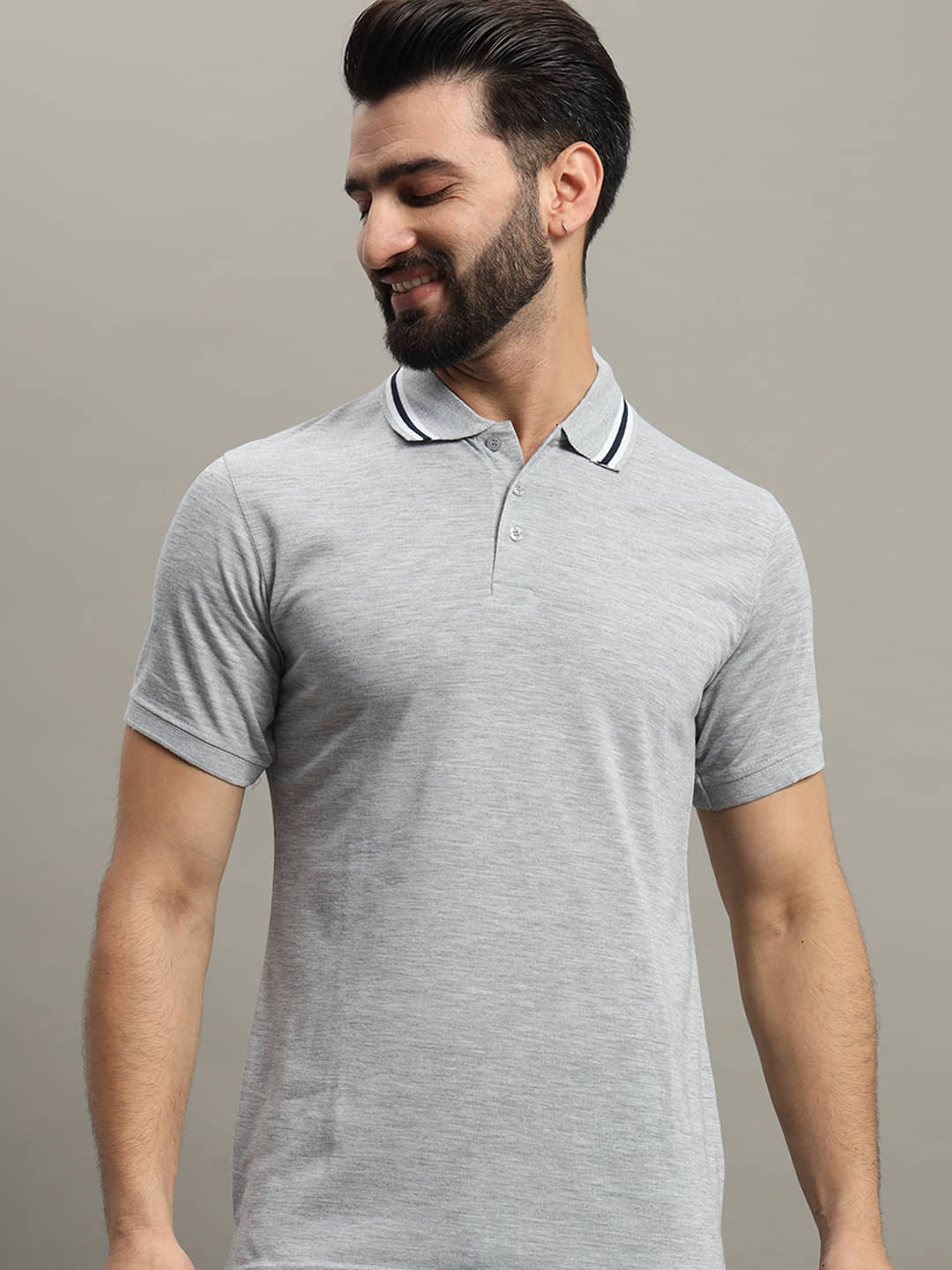     			GET GOLF Pack of 1 Cotton Blend Regular Fit Self Design Half Sleeves Men's Polo T Shirt ( Light Grey )