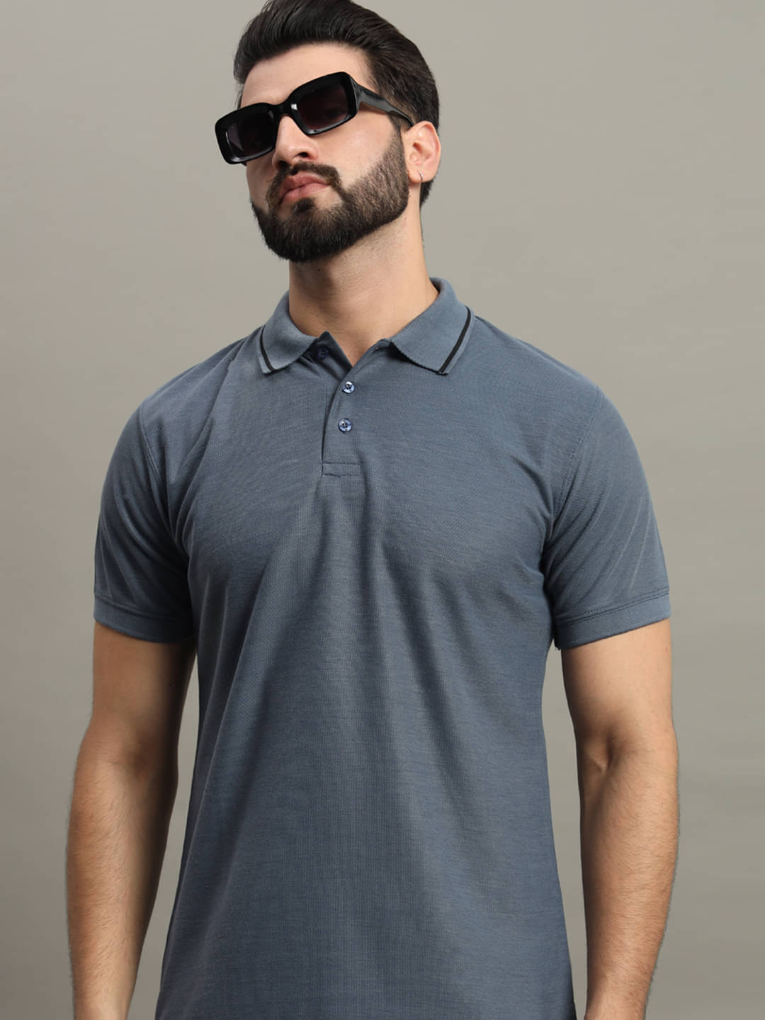     			GET GOLF Pack of 1 Cotton Blend Regular Fit Self Design Half Sleeves Men's Polo T Shirt ( Blue )