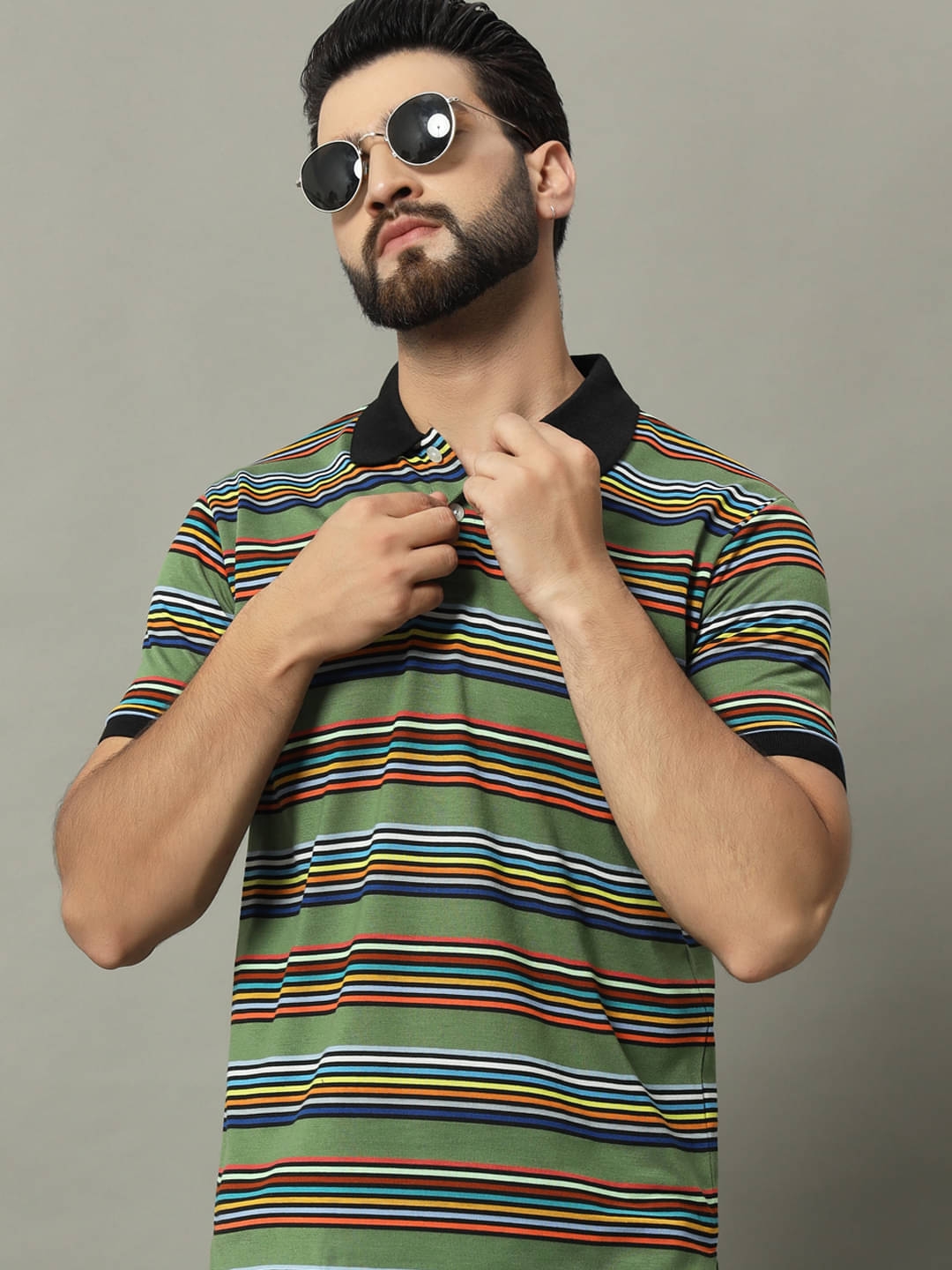     			GET GOLF Pack of 1 Cotton Blend Regular Fit Self Design Half Sleeves Men's Polo T Shirt ( Multicolor )