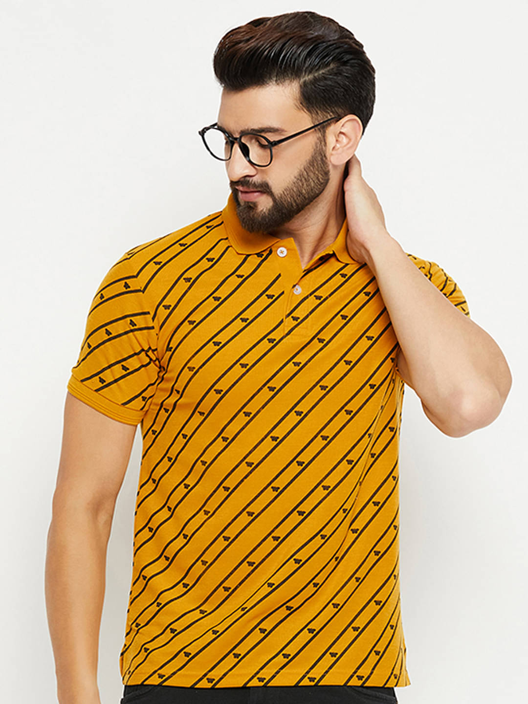 GET GOLF Pack of 1 Cotton Blend Regular Fit Self Design Half Sleeves Men's Polo T Shirt ( Mustard )     			GET GOLF Pack of 1 Cotton Blend Regular Fit Self Design Half Sleeves Men's Polo T Shirt ( Mustard )