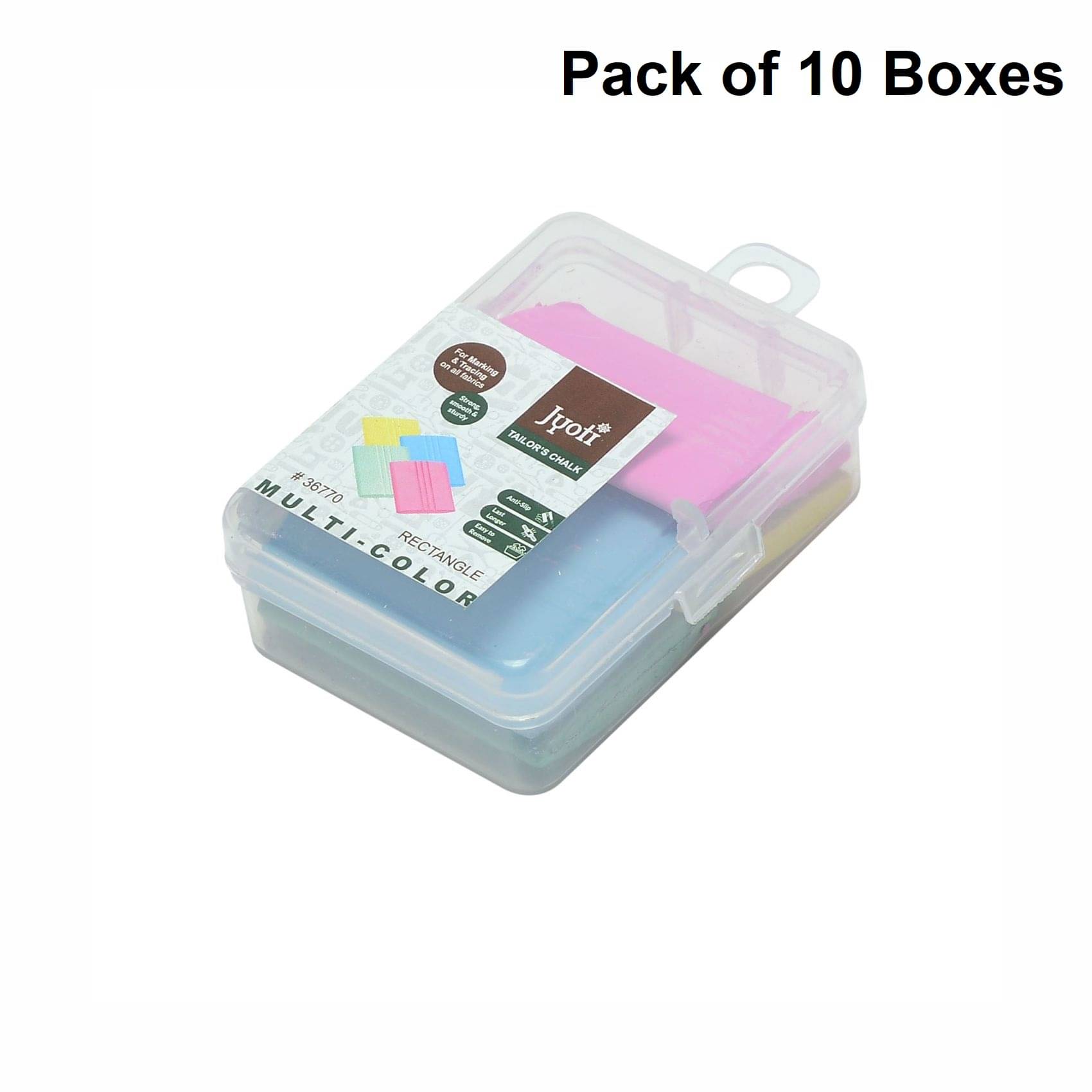     			Jyoti Multicolor Dust Free Rectangle Tailor's Chalk & Sewing Tailor Marker, Perfect Markings on Fabrics/Clothes for Tailoring, Quilting, Crafts, Sewing Supplies, Plastic Box, (Small Box) - Pack of 10