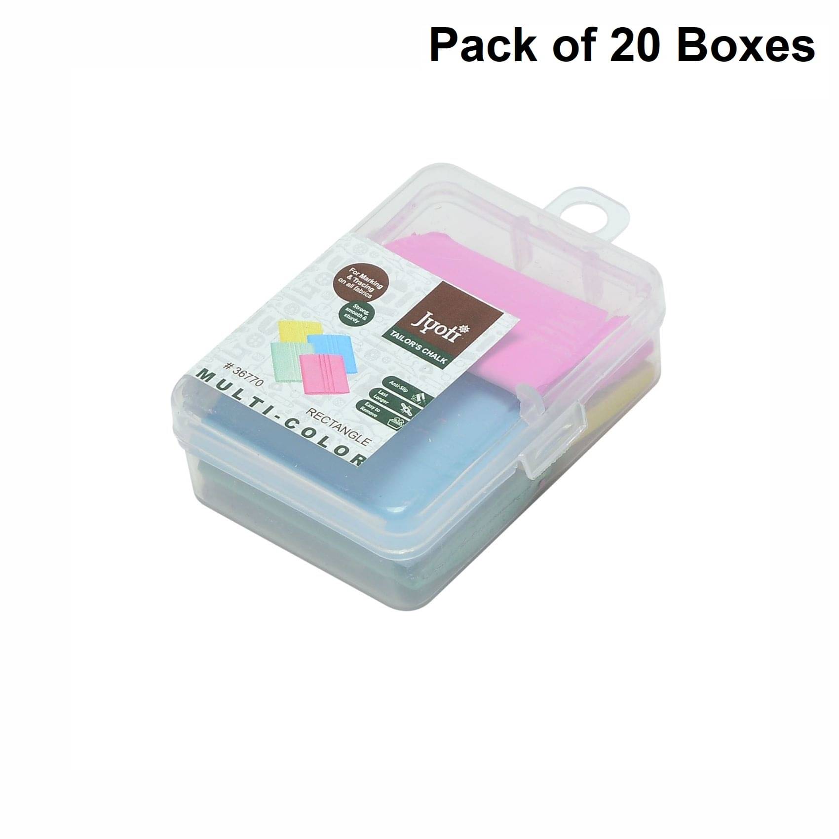     			Jyoti Multicolor Dust Free Rectangle Tailor's Chalk & Sewing Tailor Marker, Perfect Markings on Fabrics/Clothes for Tailoring, Quilting, Crafts, Sewing Supplies, Plastic Box, (Small Box) - Pack of 20