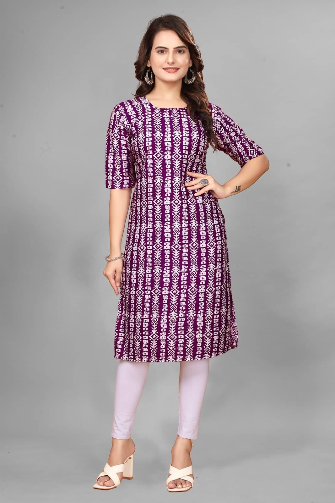 KHODAL KRUPA CRETION Crepe Printed Straight Women's Kurti - Maroon ( Pack of 1 ) KHODAL KRUPA CRETION Crepe Printed Straight Women's Kurti - Maroon ( Pack of 1 )