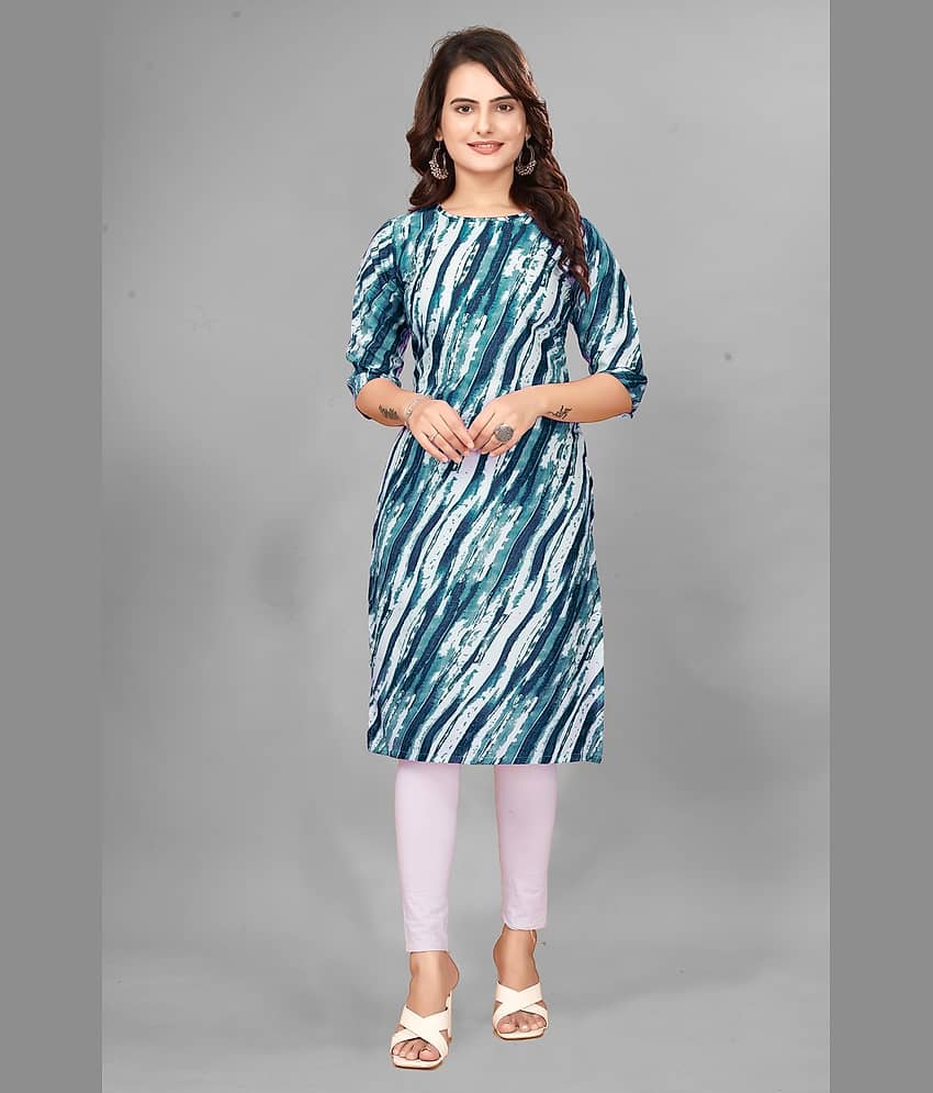 KHODAL KRUPA CRETION Crepe Printed Straight Women's Kurti - Navy Blue ( Pack of 1 ) - Kurtis, Tunics | Buy online on ZillyBuy