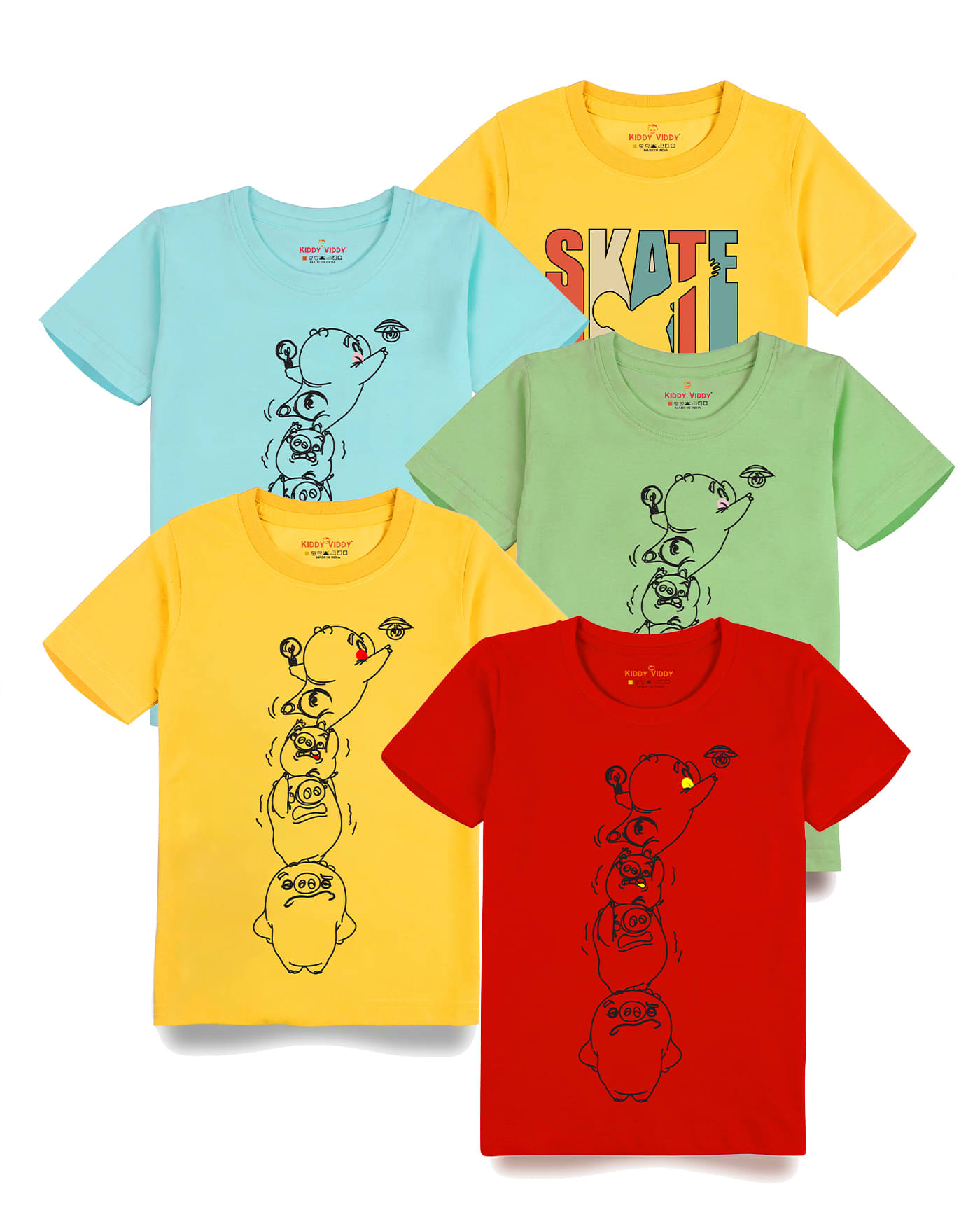     			KIDDY VIDDY Pack of 1 Boys Cotton T-Shirt ( Aqua )
