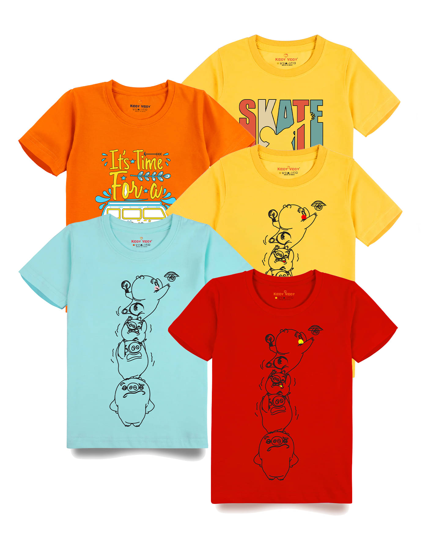     			KIDDY VIDDY Pack of 1 Boys Cotton T-Shirt ( Aqua )
