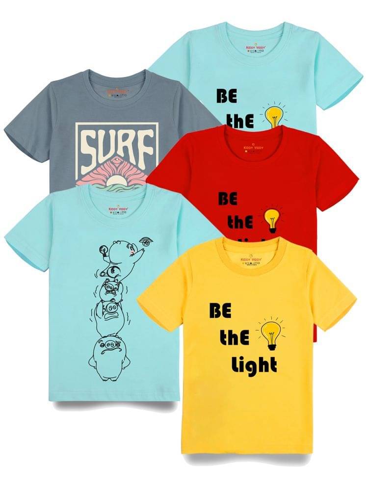     			KIDDY VIDDY Pack of 5 Boys Cotton T-Shirt ( Gray )