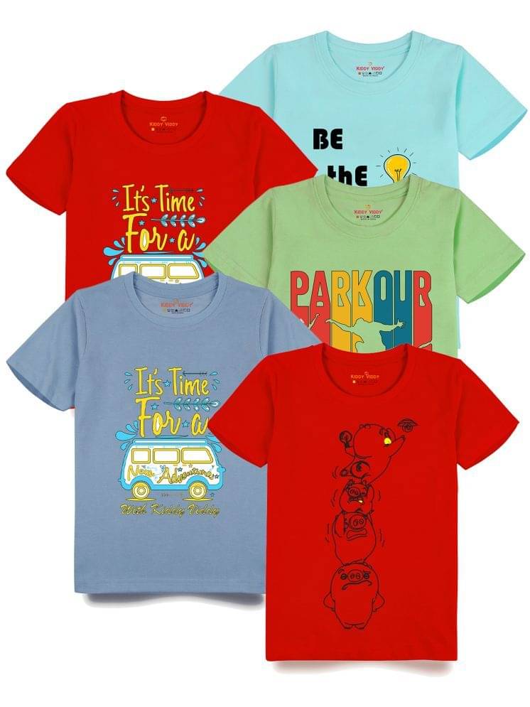     			KIDDY VIDDY Pack of 2 Boys Cotton T-Shirt ( Neon Green )
