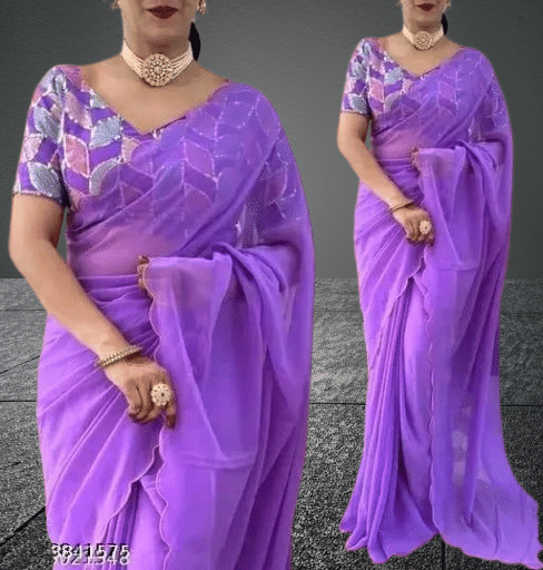 Kalpana Creation Georgette Solid Saree With Unstitched Blouse Piece ( Multicolor ) Kalpana Creation Georgette Solid Saree With Unstitched Blouse Piece ( Multicolor )
