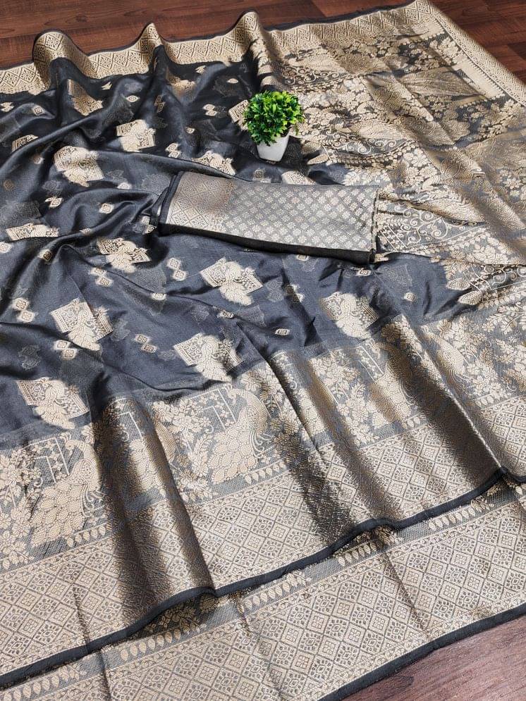     			Kalpana Creation Organza Woven Saree With Unstitched Blouse Piece ( Grey )