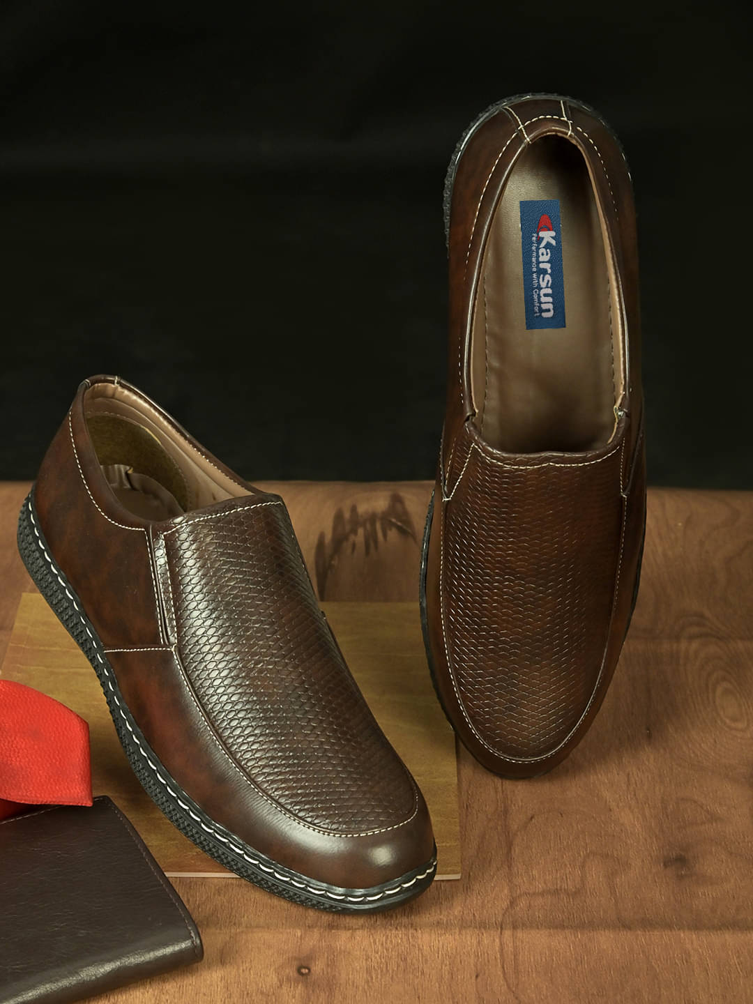 Karsun Overseas 8201 Brown Men's Slip-on Shoes Karsun Overseas 8201 Brown Men's Slip-on Shoes