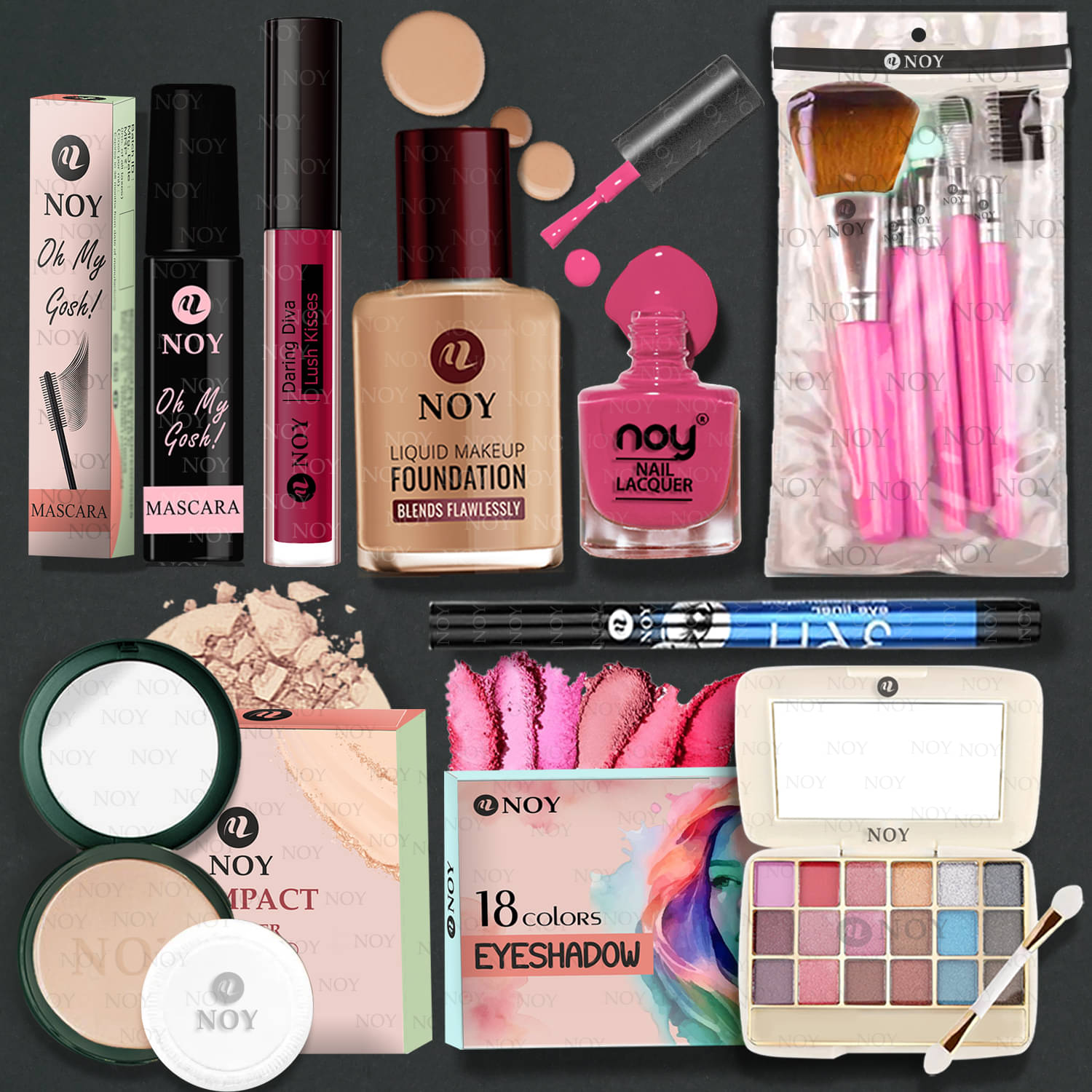     			NOY Makeup Kit ( Compact+Eyeshdadow+Brush+Foundation+Lipstick etc )