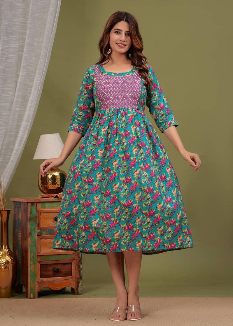     			Nevisha Style Multi Color Cotton Maternity Kurta Single