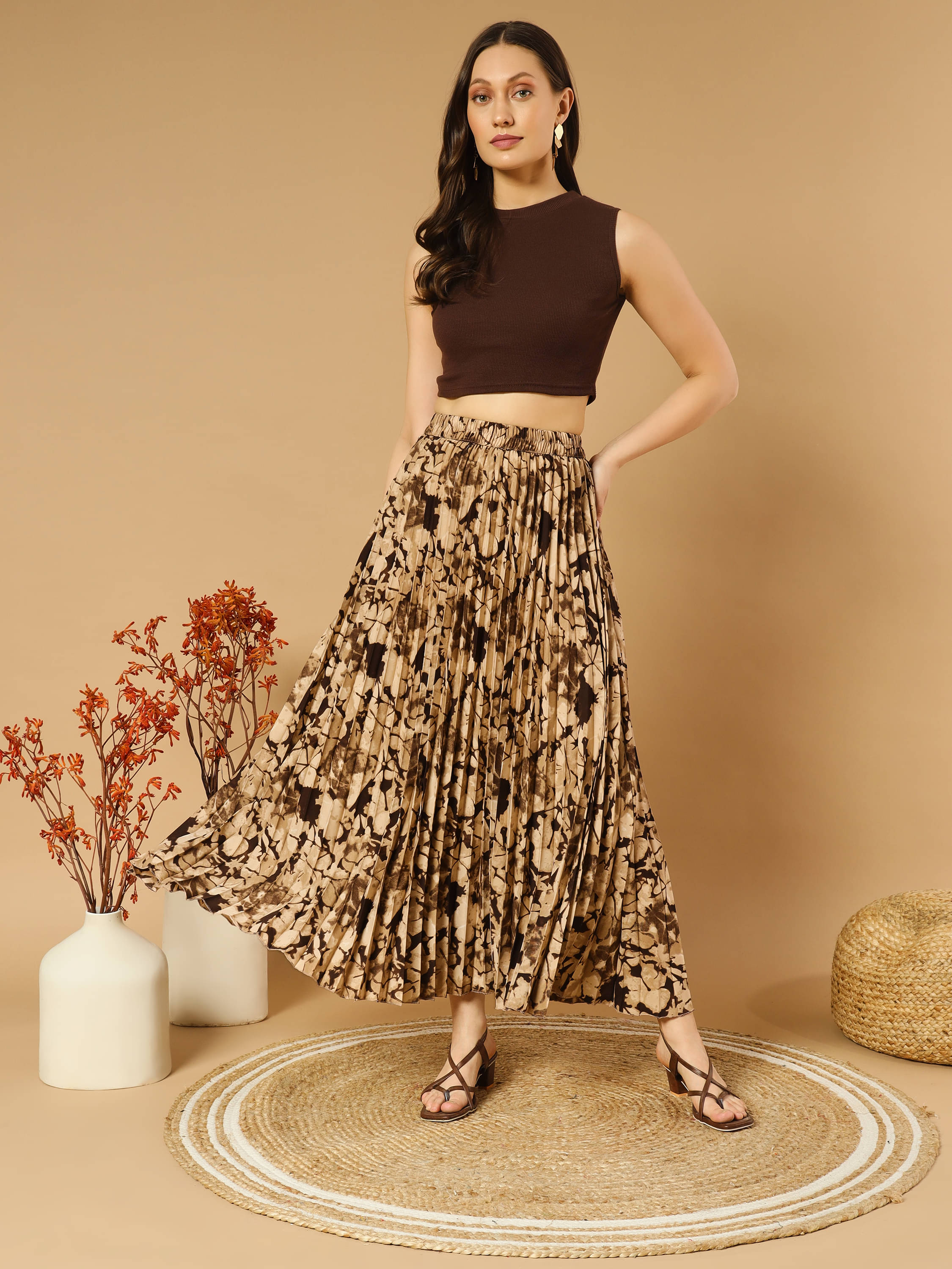 OTABU Brown Polyester Women's A-Line Skirt ( Pack of 1 )     			OTABU Brown Polyester Women's A-Line Skirt ( Pack of 1 )