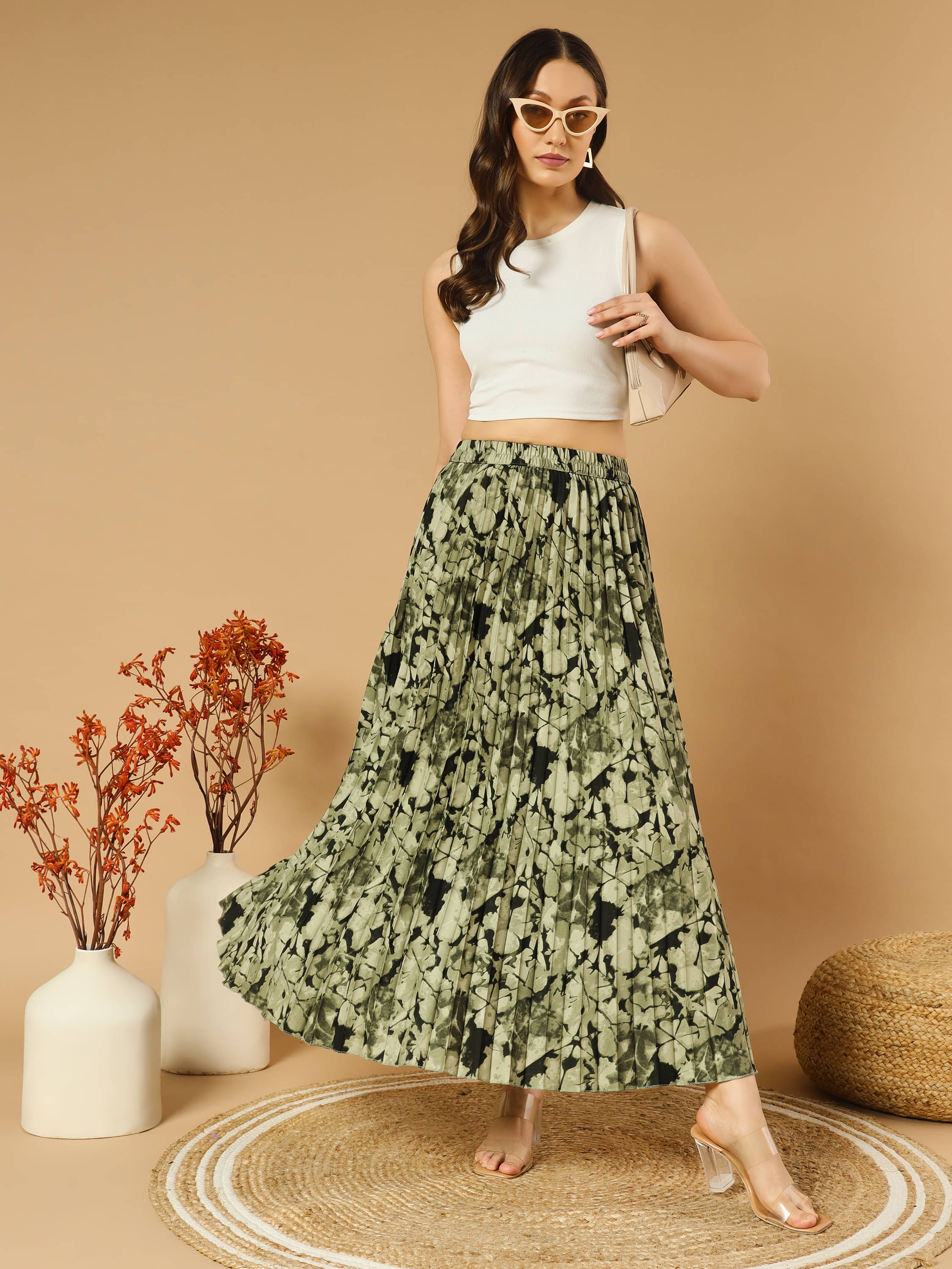 OTABU GREEN Polyester Women's A-Line Skirt ( Pack of 1 ) OTABU GREEN Polyester Women's A-Line Skirt ( Pack of 1 )