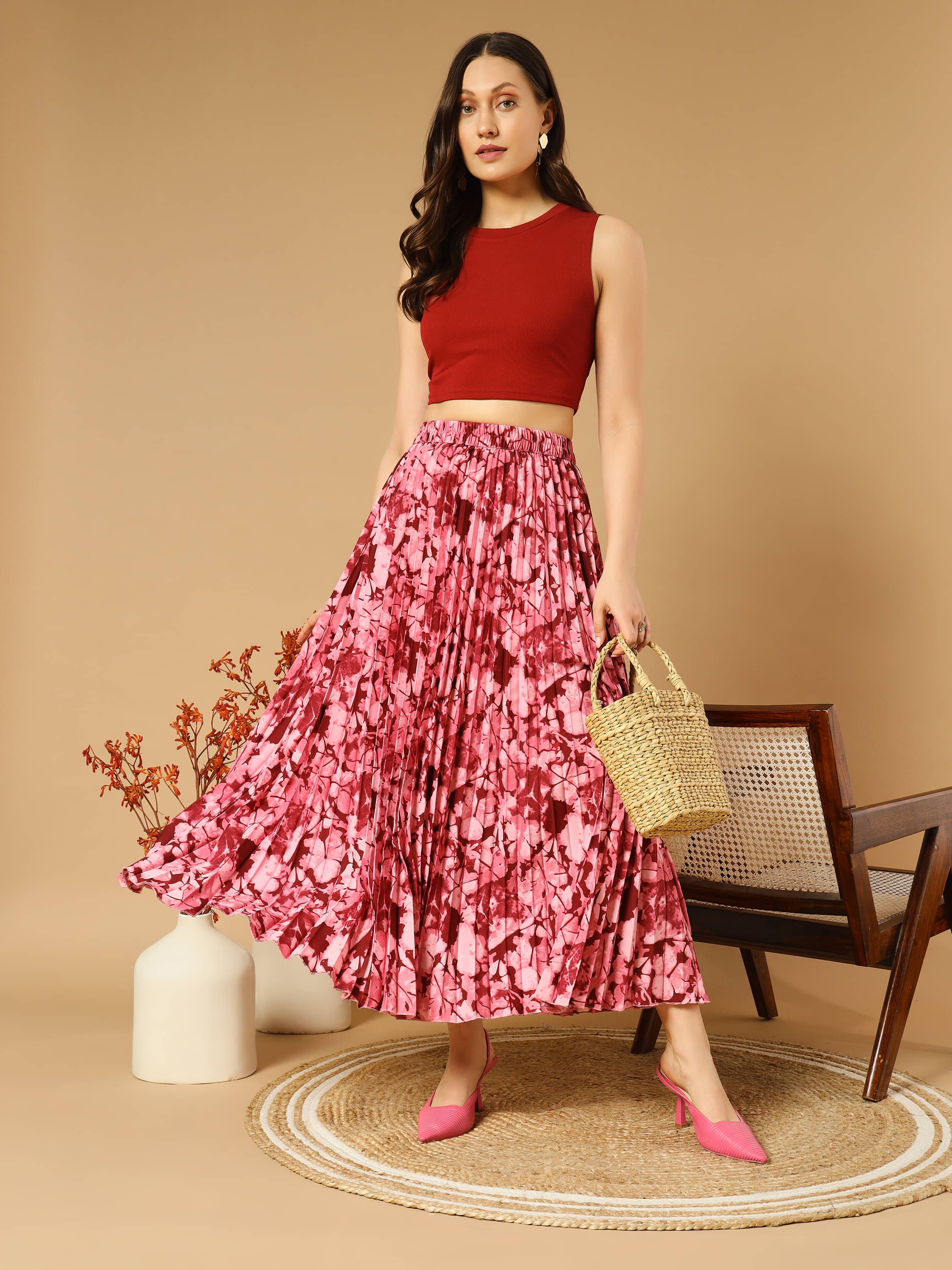     			OTABU RED Polyester Women's A-Line Skirt ( Pack of 1 )