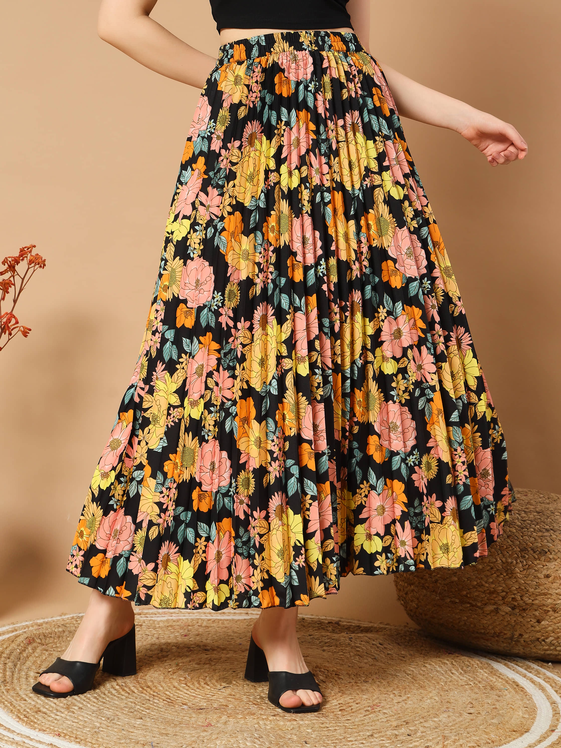 OTABU Yellow Polyester Women's A-Line Skirt ( Pack of 1 )