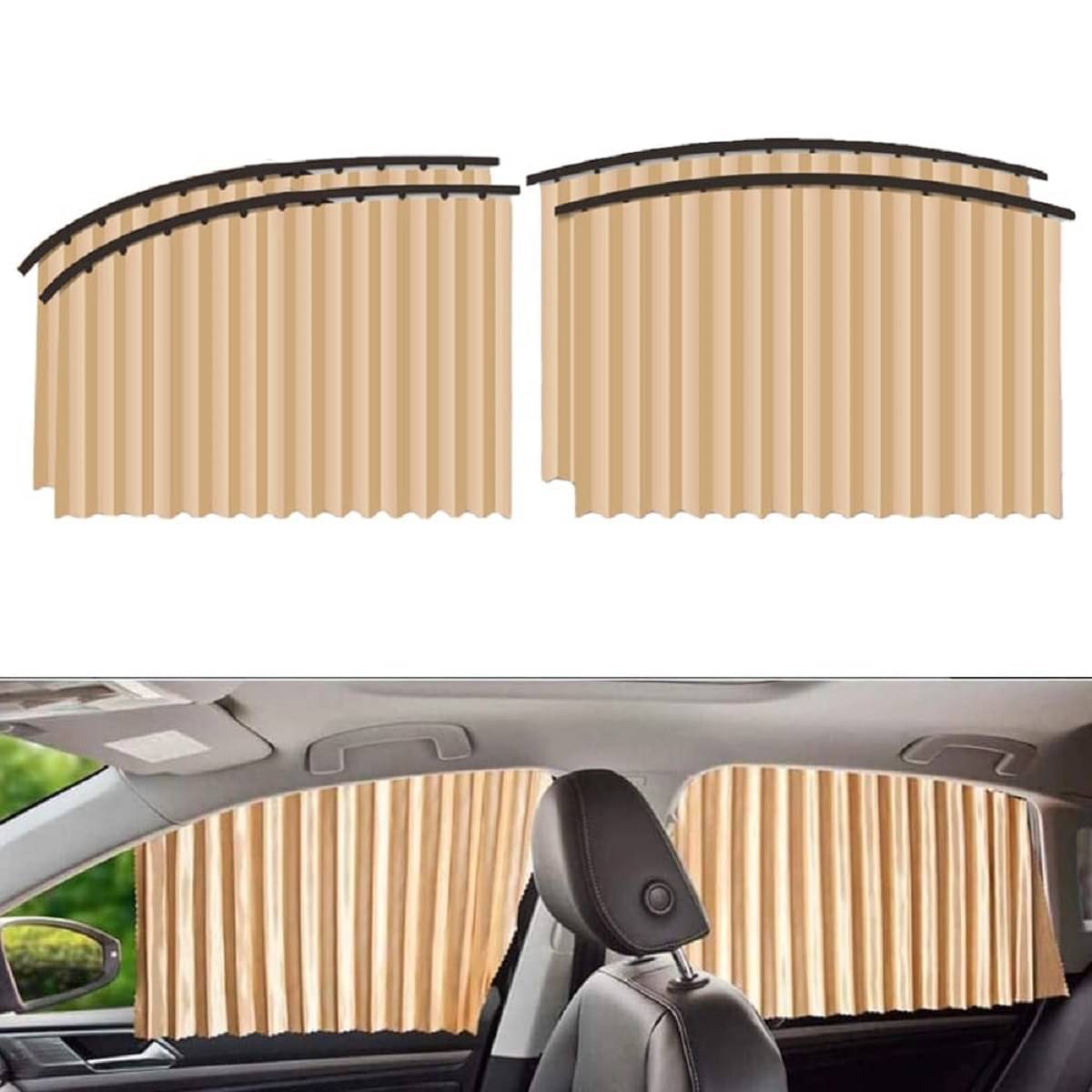     			RAMDEV ENTERPRISE Universal Fit Magnetic Car Side Window Privacy Sunshade, Car Sun Shade Side Window, Magnet Pleated Curtains for Car Window, Removable Car Window Curtains (Cream).