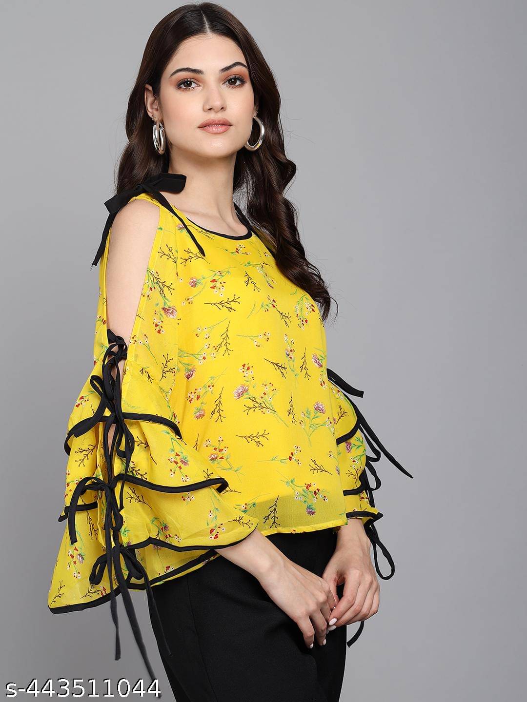 Raabta Fashion Women's Georgette Regular Top ( Yellow ) Raabta Fashion Women's Georgette Regular Top ( Yellow )