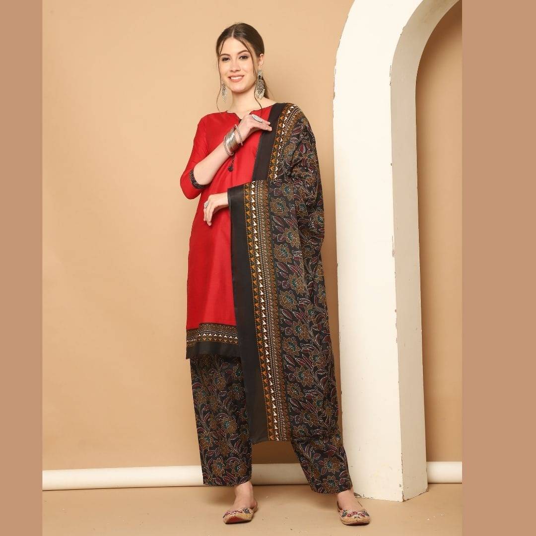 Rajnandini Women Cotton Blend Printed Straight Kurti With Patiala Salwar ( Maroon ) Rajnandini Women Cotton Blend Printed Straight Kurti With Patiala Salwar ( Maroon )