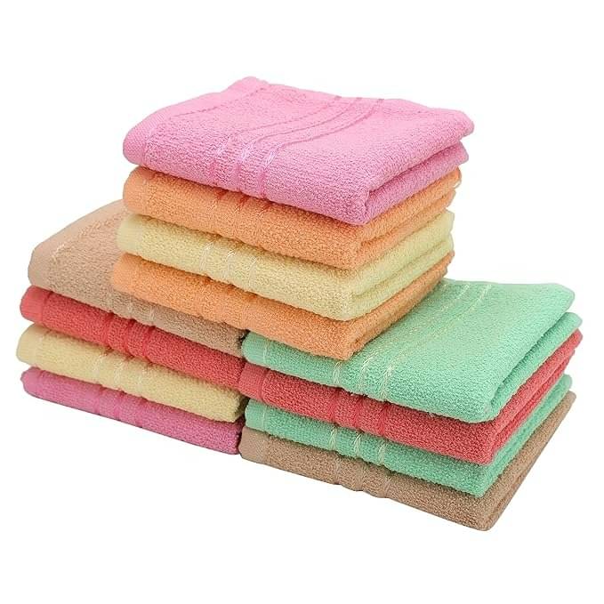     			Swadesi E Shop Pack of 10 Cotton 401-450 -GSM Hand Towel ( Multicolor )