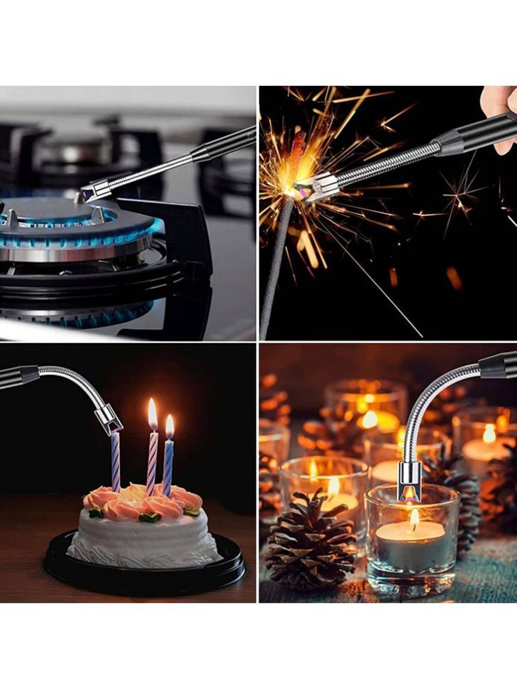 THRIFTKART Multicolor Stainless Steel C-Type Rechargeable Electric Gas Lighter for Stove & Candle with USB Charging Port ( Pack of 1 ) THRIFTKART Multicolor Stainless Steel C-Type Rechargeable Electric Gas Lighter for Stove & Candle with USB Charging Port ( Pack of 1 )