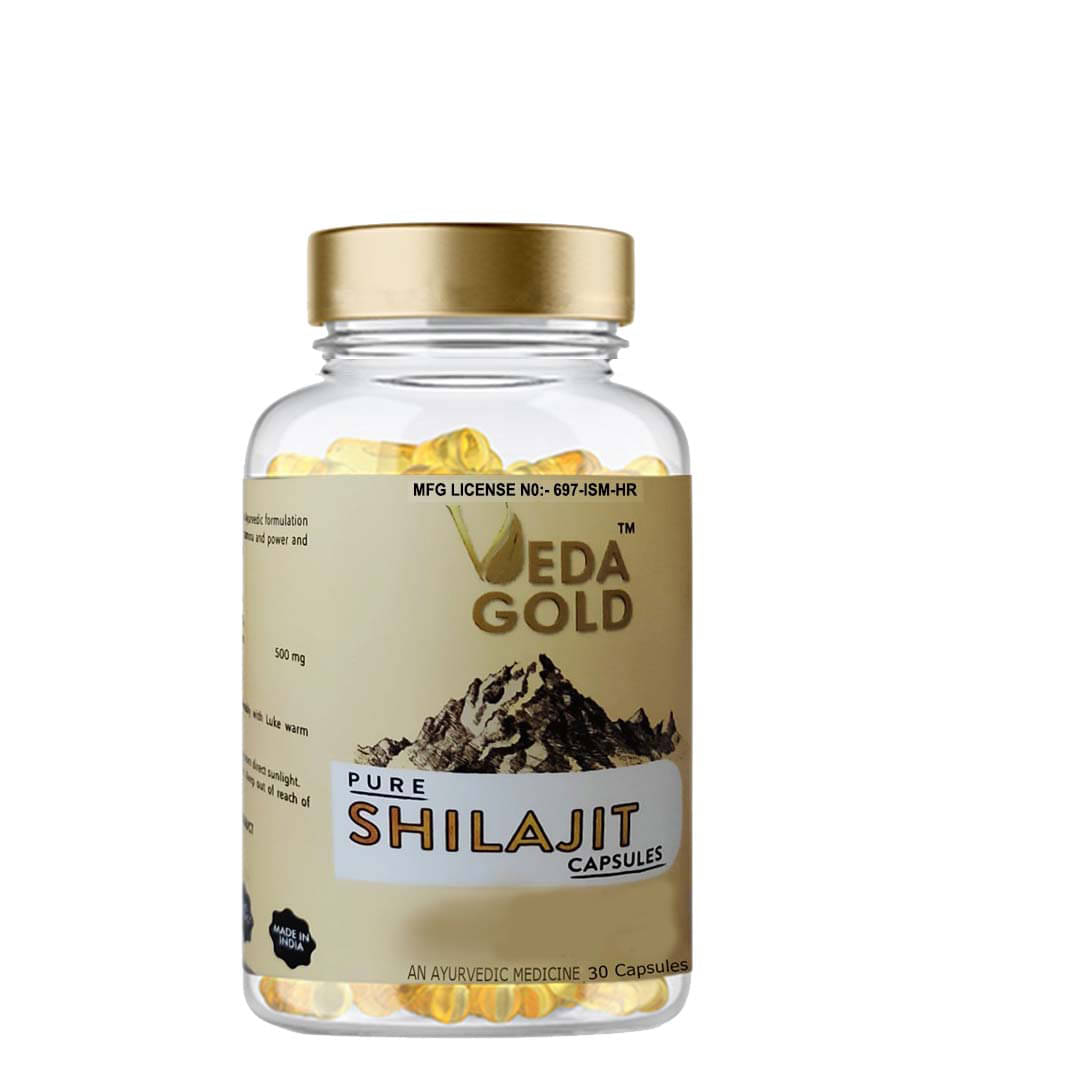     			Veda Gold Pure & Original 100% Ayurvedic Himalayan Shilajit/Shilajeet Capsules 30 With Ashwagandha - For Endurance, Stamina and strength | Lab Tested