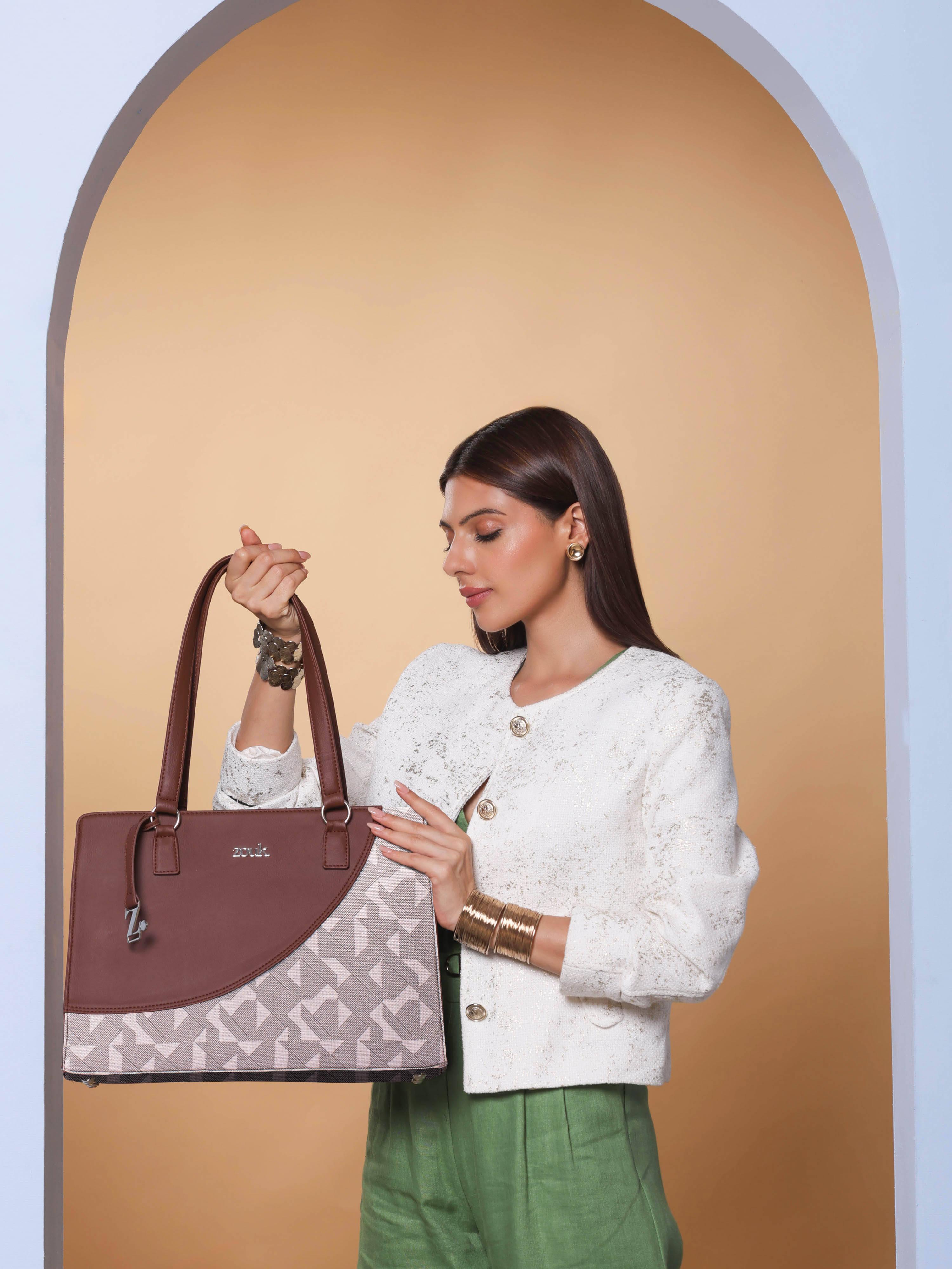     			Zouk Tote Bag Jute Set of 1 ( Light Grey )