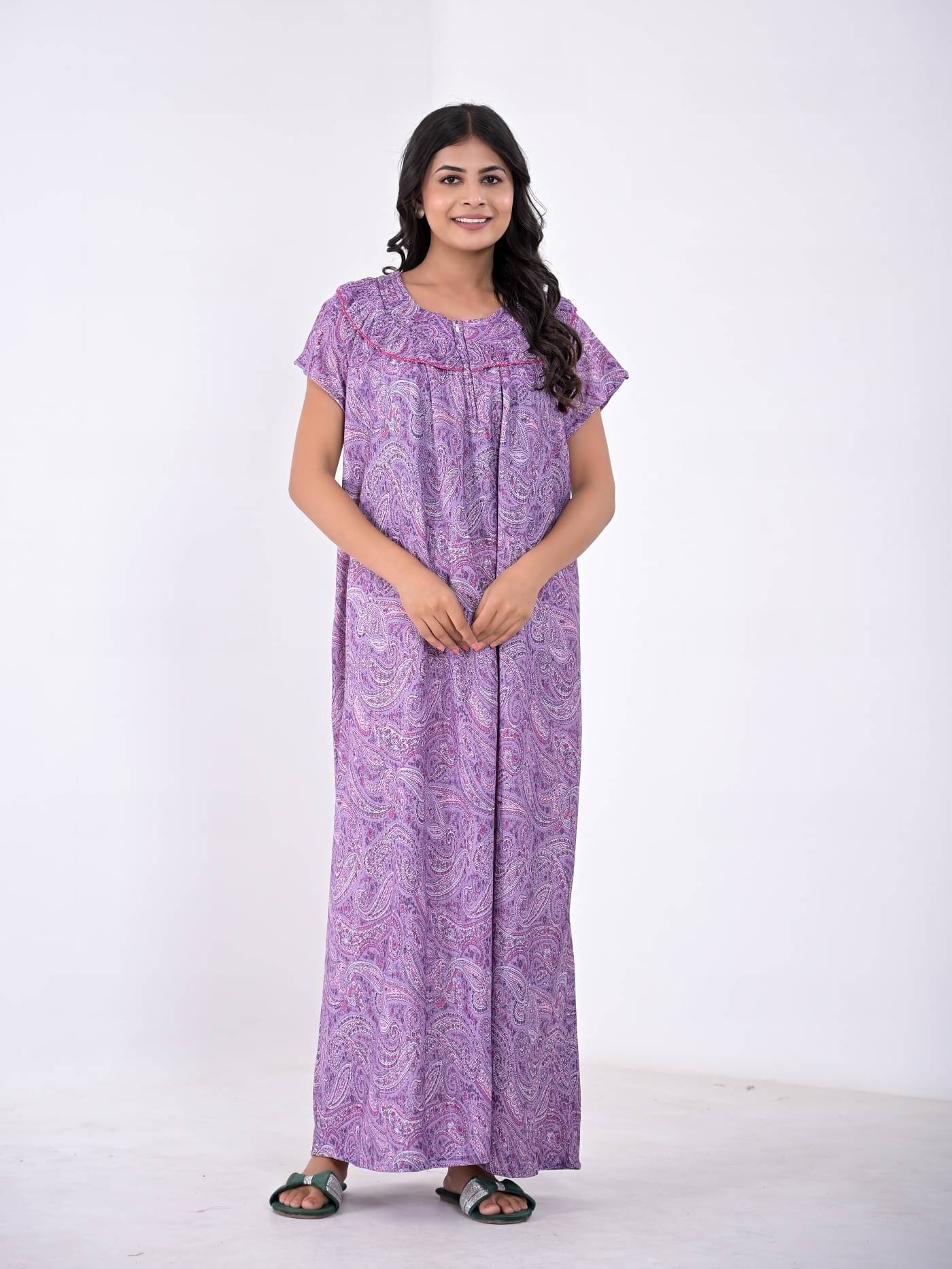 Anjaneya Creations Purple Hosiery Women's Nightwear Nighty & Night Gowns ( Pack of 1 ) Anjaneya Creations Purple Hosiery Women's Nightwear Nighty & Night Gowns ( Pack of 1 )
