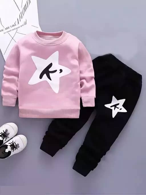 CUTEVIBE Pack of 1 Boys Cotton Blend T-Shirt & Pants Set ( Pink )