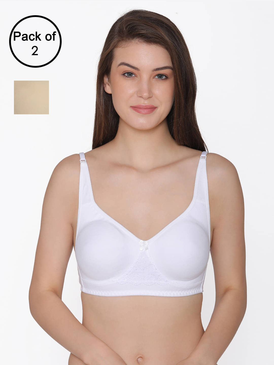     			Clovia Pack of 2 Cotton Non Padded Women's T-Shirt Bra ( Multicolor ) COMBOBR81