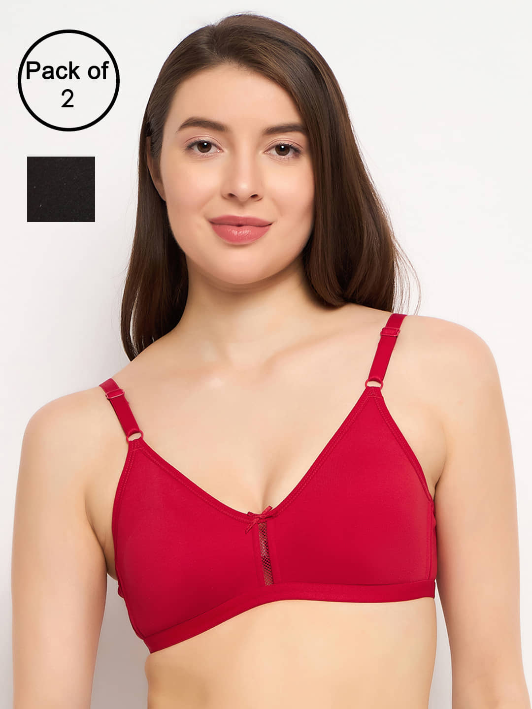 Clovia Pack of 2 Cotton Non Padded Women's Everyday Bra ( Multicolor ) COMBOBR80