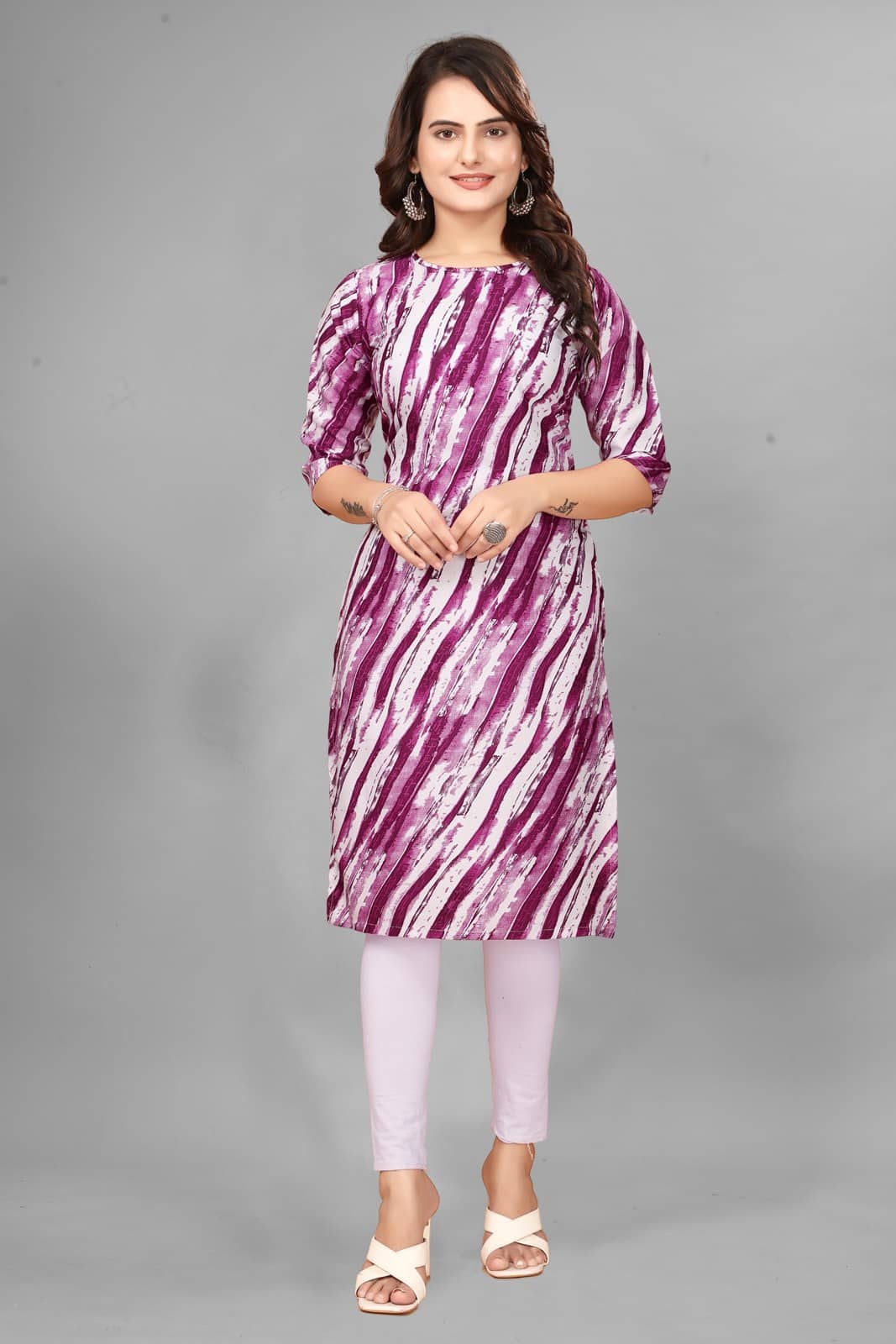 DESIGHER DREAM Crepe Printed Straight Women's Kurti - Purple ( Pack of 1 ) - Kurtis, Tunics | Buy online on ZillyBuy
