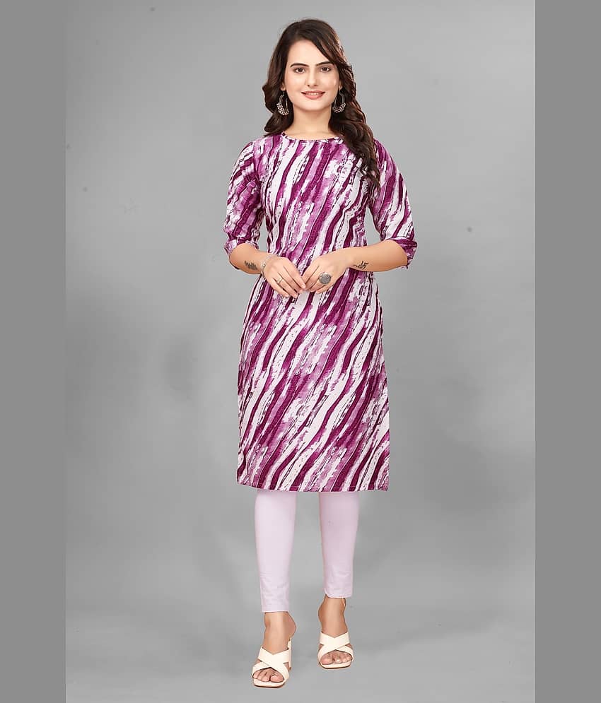DESIGHER DREAM Crepe Printed Straight Women's Kurti - Purple ( Pack of 1 ) - Kurtis, Tunics | Buy online on ZillyBuy