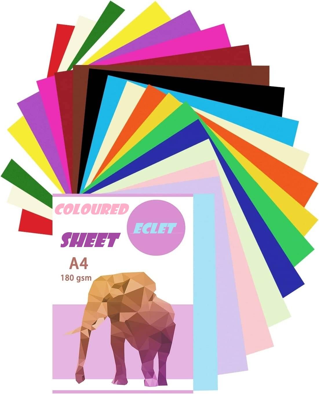     			ECLET A4 100 Coloured Sheets (10 Sheets each color)Copy Printing /Art and Craft Paper Double Sided Coloured Origami Folding DIY Craft Smooth Finish use in Home, School, Office Stationery Children's Day Gift, Birthday Gift, Party Favors,christmas decor etc